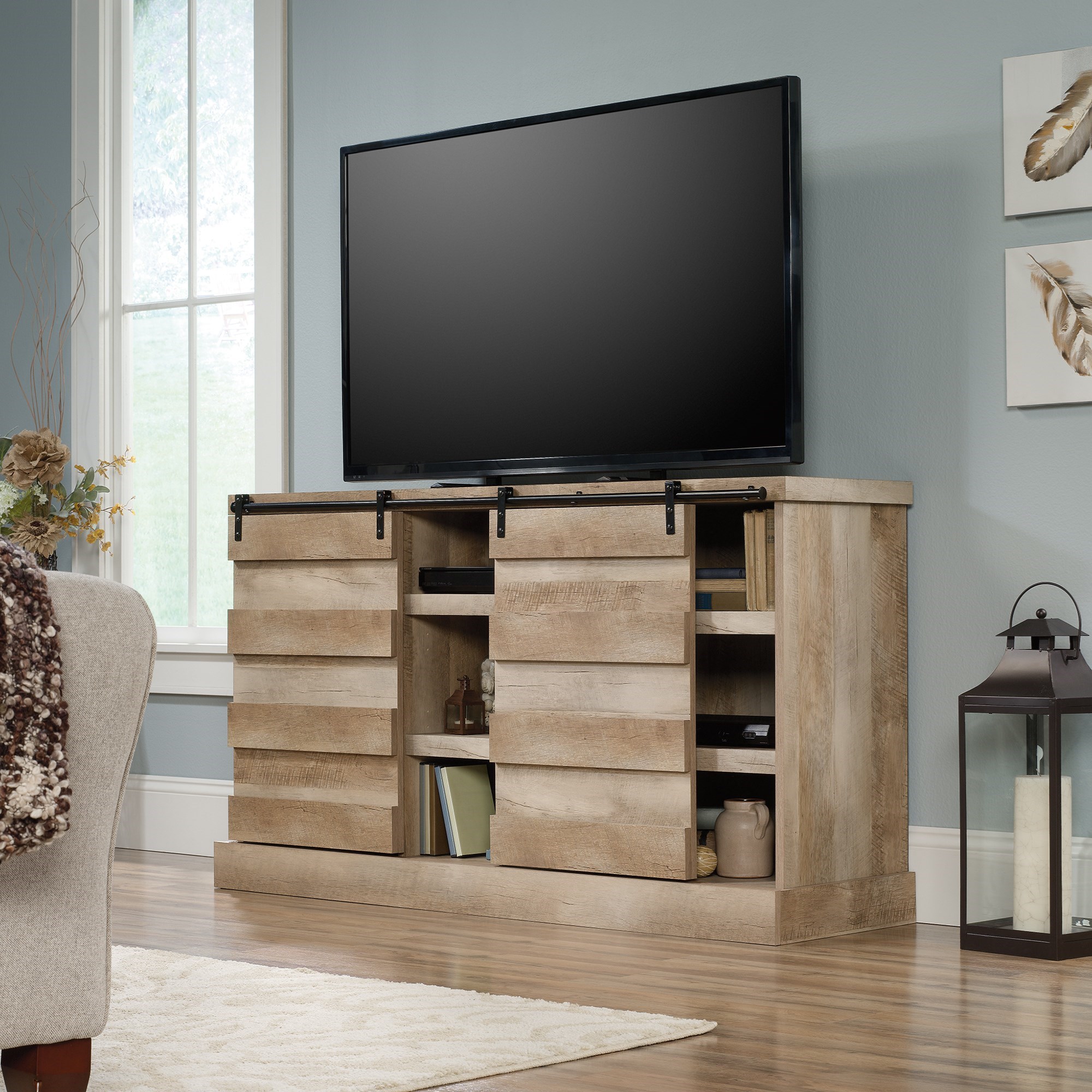 Sauder Cannery Bridge Credenza/TV Stand with Barn Doors Darvin Furniture TV Stands